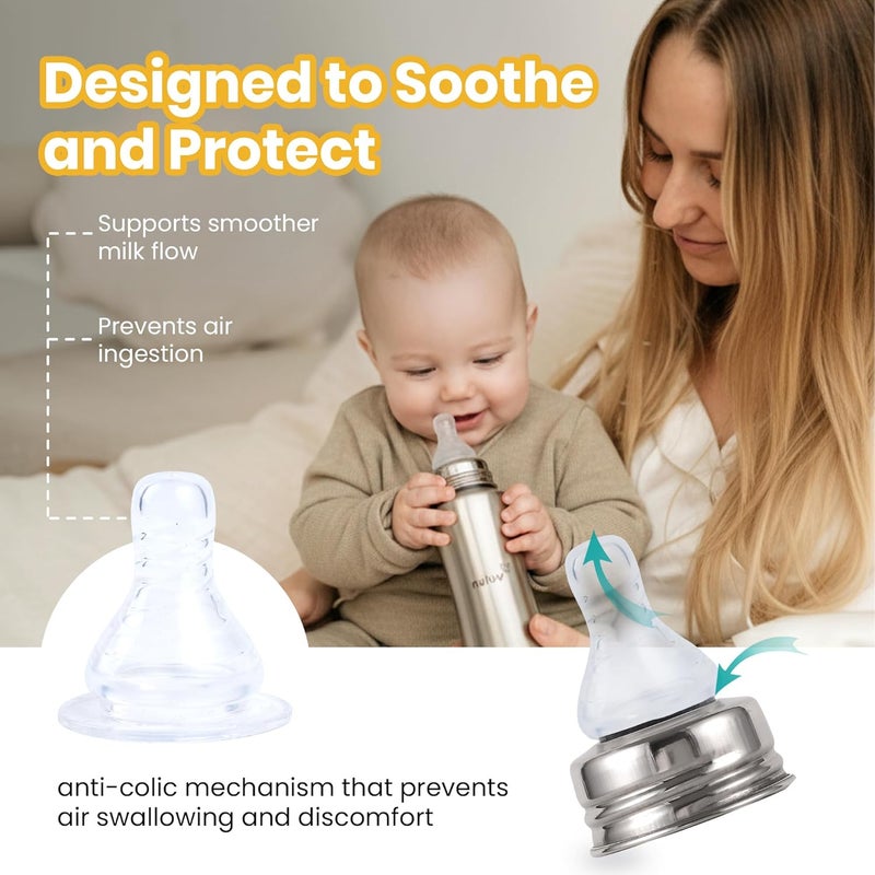 Nuluv Nourish+ Silicone Baby Bottle Nipple 9M+ (L-Size) - Anti-Colic Teat for Newborns, BPA-Free, Pack of 2 - Image 3